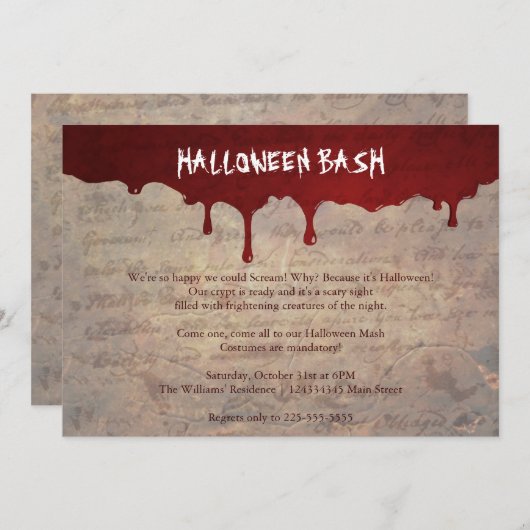 Halloween Party Kaart (Voorkant / Achterkant)