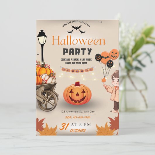 Halloween Party Kaart (Staand voorkant)