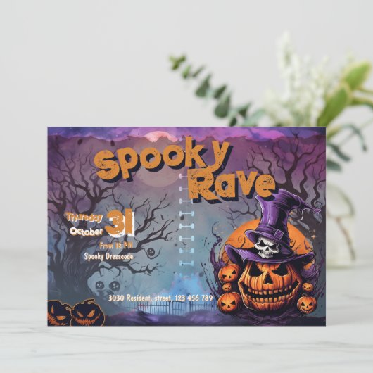 Halloween party kaart (Staand voorkant)