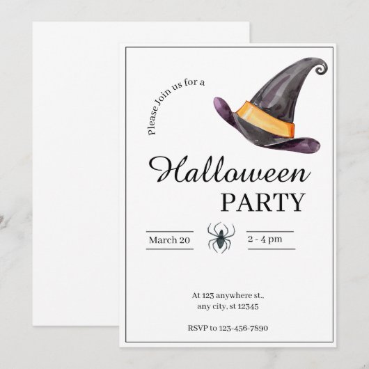 Halloween Party Kaart (Voorkant / Achterkant)