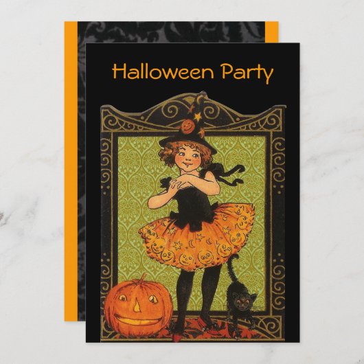 Halloween Party Kaart (Voorkant / Achterkant)