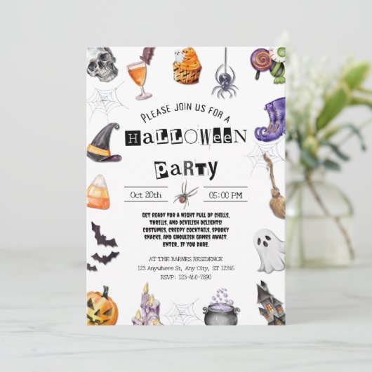 Halloween Party Kaart (Staand voorkant)