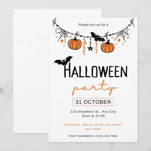 Halloween party kaart (Voorkant / Achterkant)