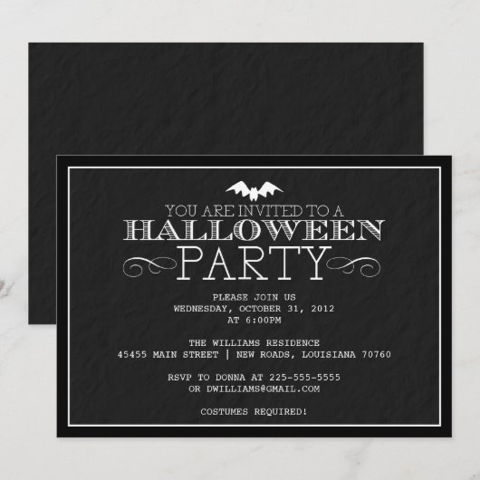 Halloween Party Kaart (Voorkant / Achterkant)