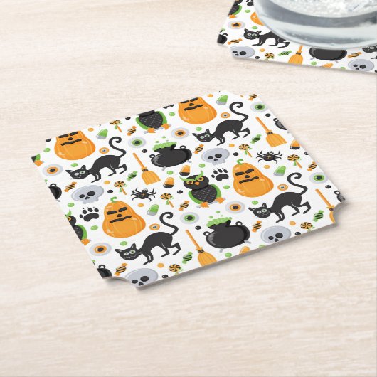 Halloween Party Kartonnen Onderzetters (Gekanteld)