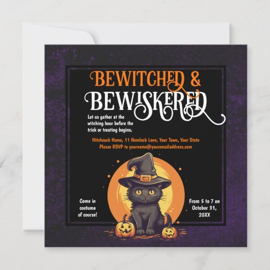 Halloween Party Kat Schattige Kitten in Heks Pet Kaart (Voorkant)