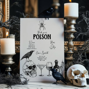 Halloween Party Kies uw Poison Bar Menu Reclamebord Met Voetstuk