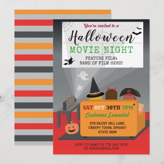 Halloween Party Kinder Kostuum Horror Filmavond Kaart (Voorkant / Achterkant)