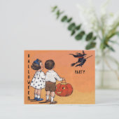 Halloween Party Kinderen Heks Pompoen Uitnodiging Briefkaart (Staand voorkant)