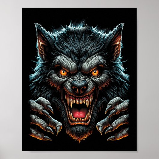 Halloween Party Kostuum Angry Weerwolf Wolfman Poster (Voorkant)