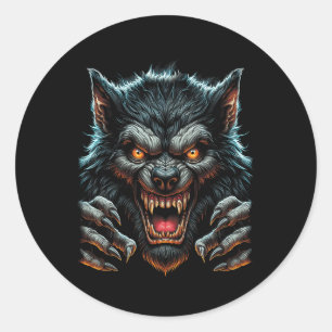 Halloween Party Kostuum Angry Weerwolf Wolfman Ronde Sticker