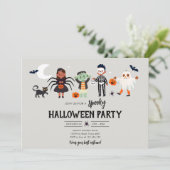 Halloween Party Kostuum Spooky Kids Verjaardag Kaart (Staand voorkant)