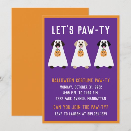 Halloween Party Labrador Retriever Spookhonden Kaart (Voorkant / Achterkant)