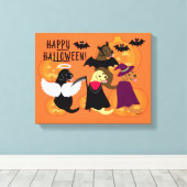 Halloween Party Labradors Canvas Afdruk (Insitu (Houten vloer))