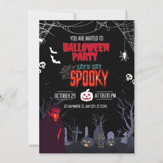 Halloween Party Let's Get Spooky Kaart (Voorkant)