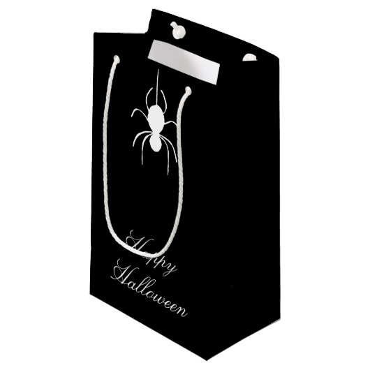 Halloween Party Leuke Spin Zwart Wit Klein Cadeauzakje (Voorkant Gekanteld)