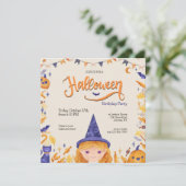 Halloween Party Meisje Uitnodiging (Staand voorkant)