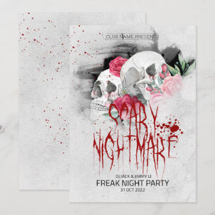 Halloween Party met handgetekende Retrostijl Kaart