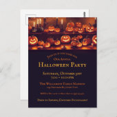 Halloween party met pompoenen en kaarsen briefkaart (Voorkant / Achterkant)