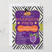 Halloween Party Modern Stripe grillige uitnodiging (Voorkant)