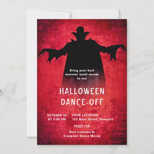 Halloween Party Monster Dance Dracula Rood Zwart Kaart (Voorkant)