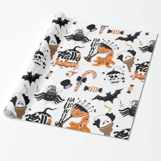 Halloween party monsters cadeaupapier (Uitgerold)