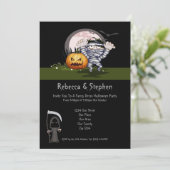 Halloween Party Mummy en Grim Reaper Kaart (Staand voorkant)