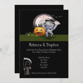 Halloween Party Mummy en Grim Reaper Kaart (Voorkant / Achterkant)