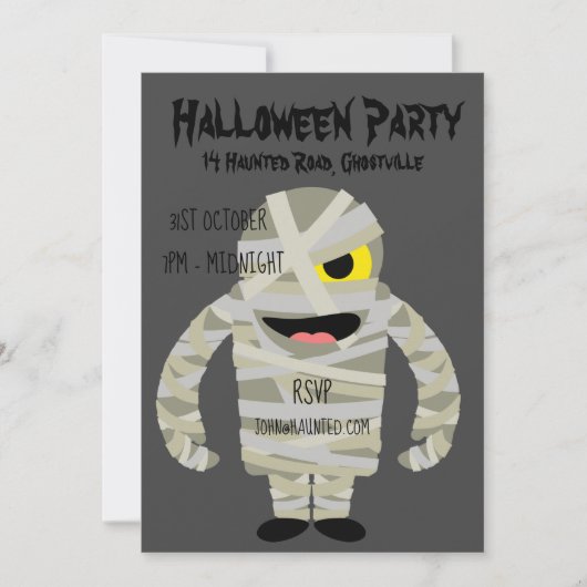 Halloween party mummy monster kaart (Voorkant)