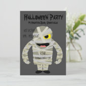 Halloween party mummy monster kaart (Staand voorkant)