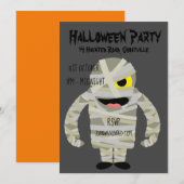 Halloween party mummy monster kaart (Voorkant / Achterkant)