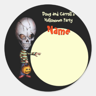 Halloween Party Name Tag - Skull Kind Ronde Sticker