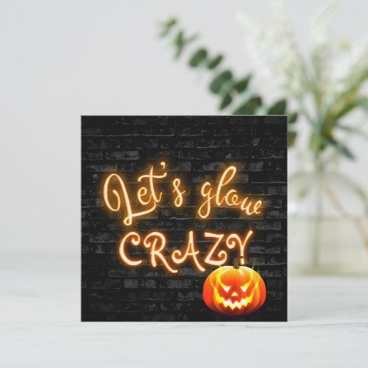 Halloween Party Neon Sign met Jack-o-lantern Kaart (Staand voorkant)