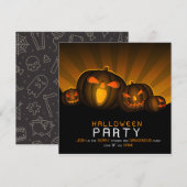 Halloween Party Night met enge pompoenen Save The Date (Voorkant / Achterkant)