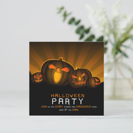 Halloween Party Night met enge pompoenen Save The Date (Staand voorkant)