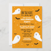 Halloween Party Nodig Geesten Oranje Vleermuizen F Kaart (Voorkant)