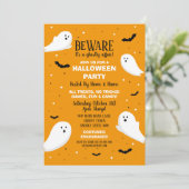 Halloween Party Nodig Geesten Oranje Vleermuizen F Kaart (Staand voorkant)