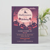 Halloween Party Nodig Geesten Pumpkins Wissels Kaart (Staand voorkant)