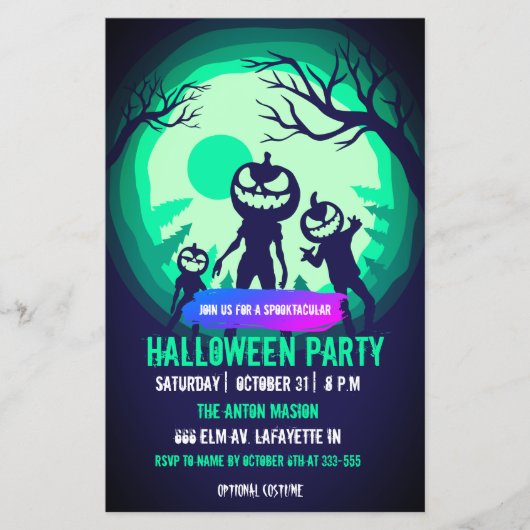 Halloween party nodiging volledig klantgericht flyer (Voorkant)