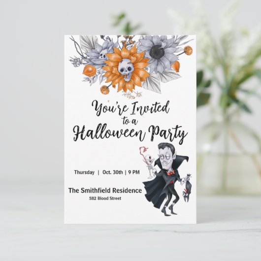 Halloween Party nodigt uit Kaart (Staand voorkant)