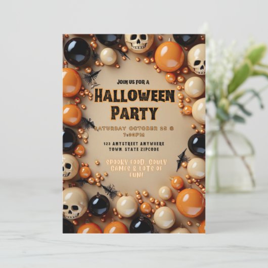 Halloween Party nodigt uit Kaart (Staand voorkant)