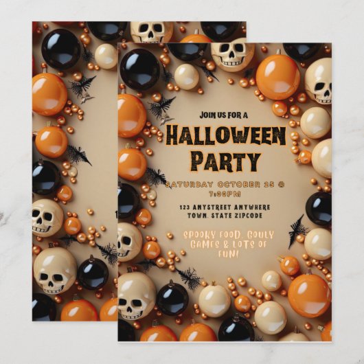 Halloween Party nodigt uit Kaart (Voorkant / Achterkant)