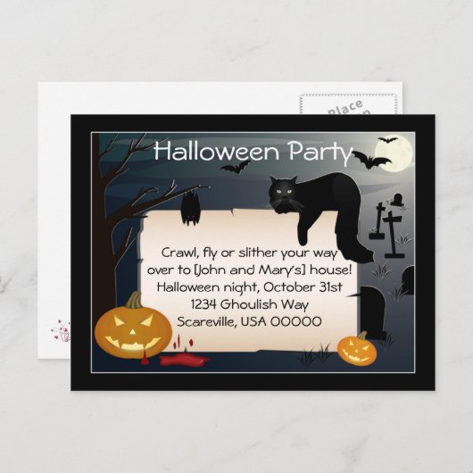 Halloween Party nodigt uit Uitnodiging Briefkaart (Voorkant / Achterkant)