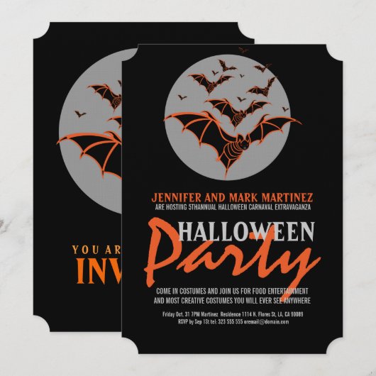 Halloween Party nodigt zwarte en Oranje vlekken ui Kaart (Voorkant / Achterkant)