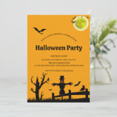 Halloween Party Orange Black Bat  Kaart (Staand voorkant)
