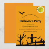 Halloween Party Orange Black Bat  Kaart (Voorkant / Achterkant)