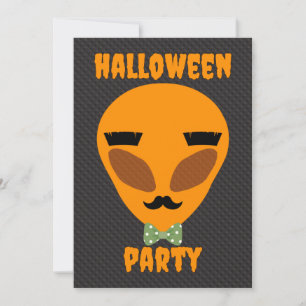 Halloween Party - Orange en groen - Alien Drol Kaart
