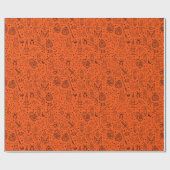 Halloween Party Oranje Doodle Patroon Cadeaupapier (Vlak)