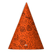 Halloween Party Oranje Doodle Patroon Feesthoedjes (Links)