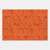 Halloween Party Oranje Doodle Patroon Inpakpapier Vel (Voorkant)